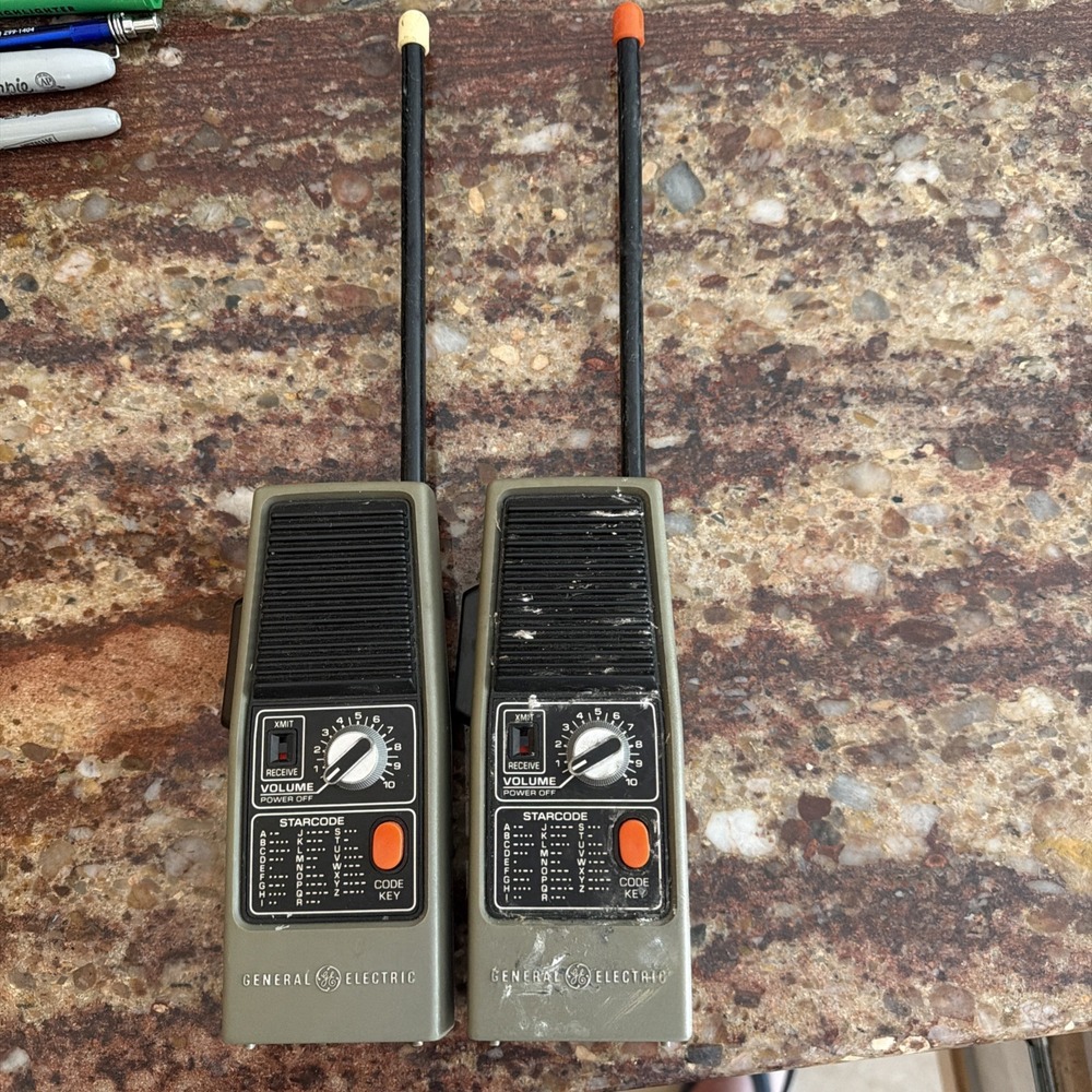 Vintage General Electric Walkie Talkies Model 3-5954A With Morse Code - Working